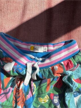 Boden Multicolor Jungle Print Skirt with Striped Waistband